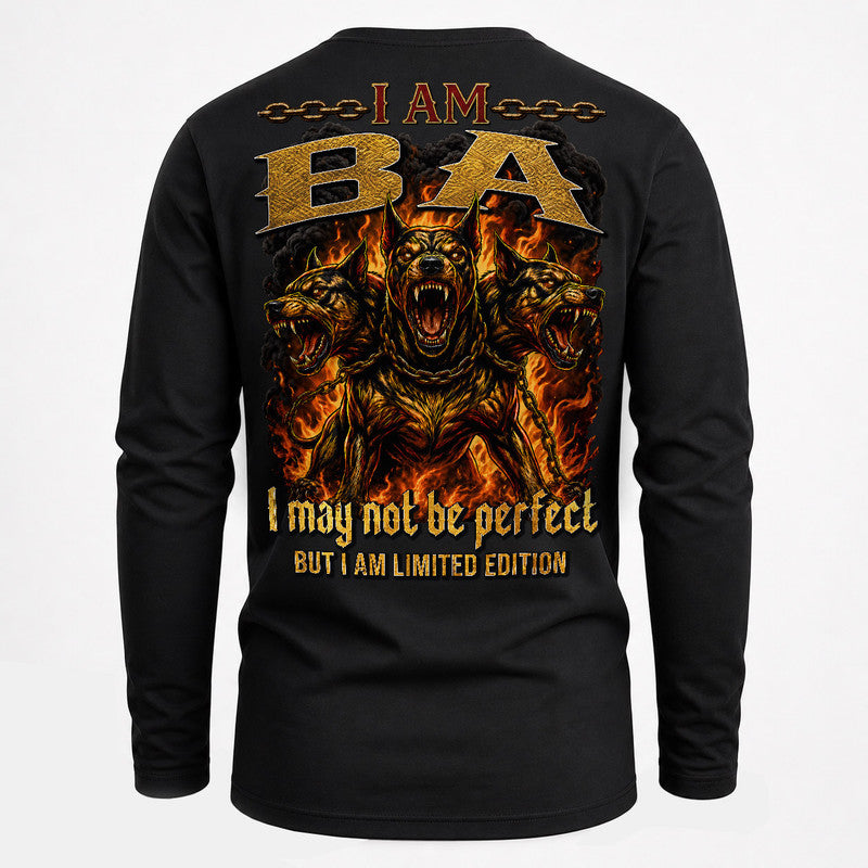 BA MP88-F2-168–Personalized Bold Quote Apparel “I Am NAME I May Not Be Perfect But I Am Limited Edition