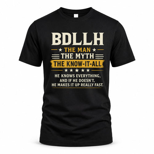 BDLLH TM90-K04-125 - NAME Legendary Know-It-All Personalized Funny Shirt