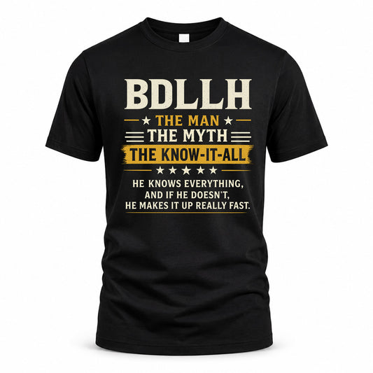 BDLLH TM90-K04-125 - NAME Legendary Know-It-All Personalized Funny Shirt