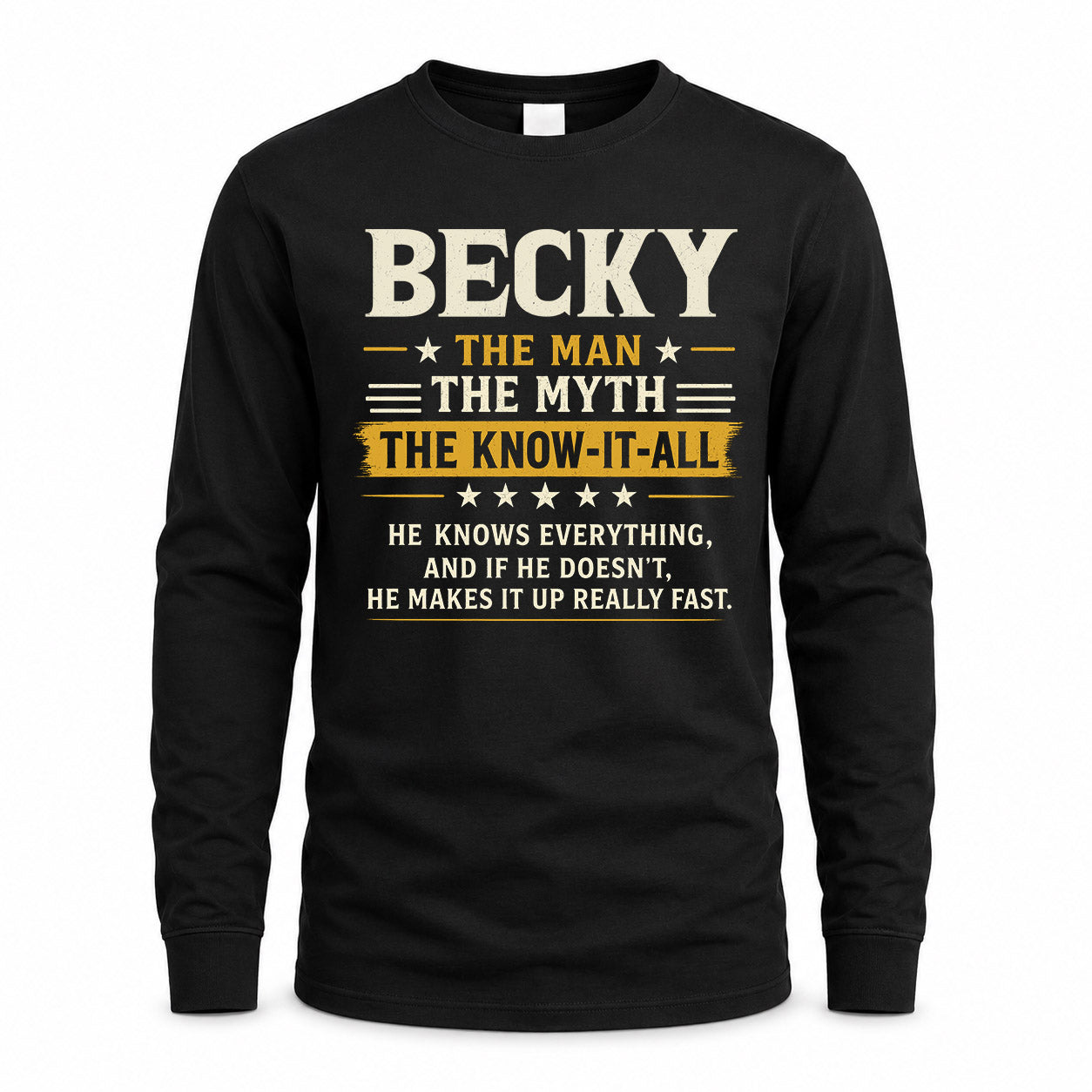 BECKY TM90-K04-125 - NAME Legendary Know-It-All Personalized Funny Shirt
