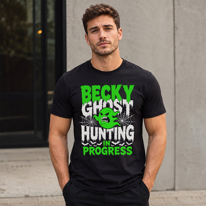 BECKY HW22-K06-109 - NAME Ghost Hunting In Progress Personalized Halloween Shirt