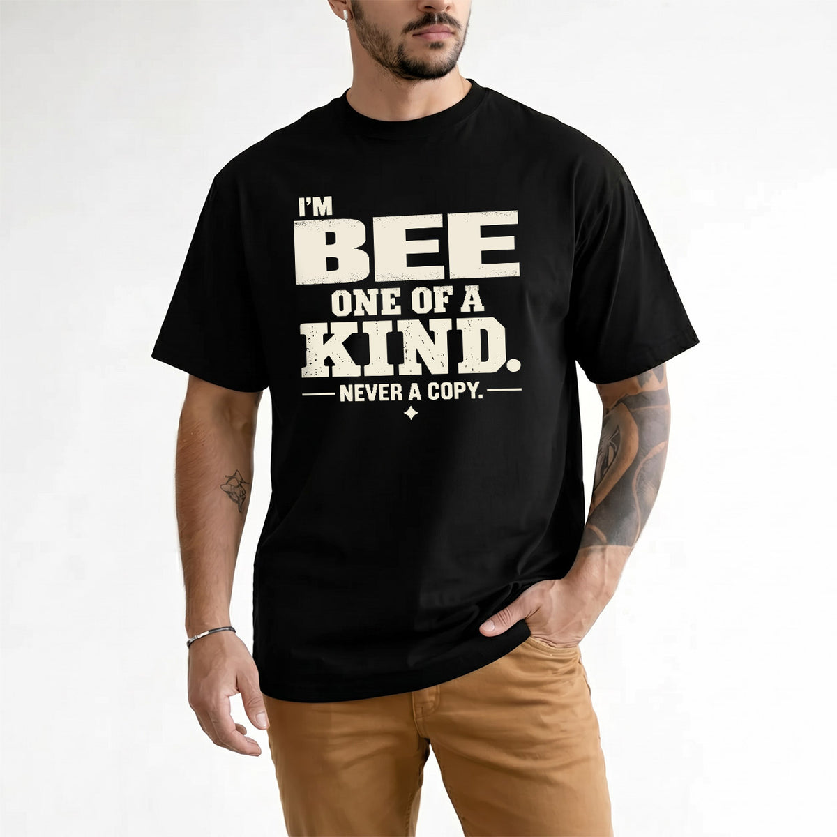 BEE P6-K4-228 Personalized Funny Quote Apparel “I’m NAME – One of a Kind, Never a Copy”