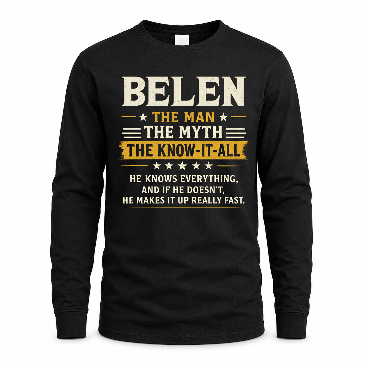 BELEN TM90-K04-125 - NAME Legendary Know-It-All Personalized Funny Shirt
