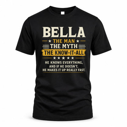 BELLA TM90-K04-125 - NAME Legendary Know-It-All Personalized Funny Shirt