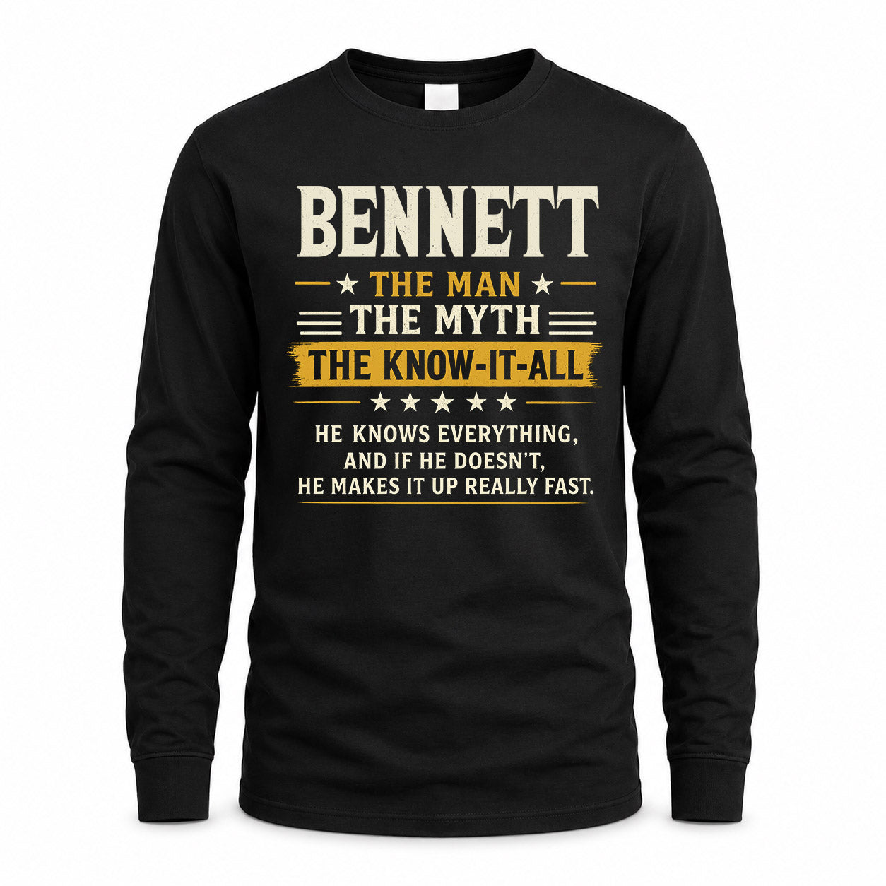 BENNETT TM90-K04-125 - NAME Legendary Know-It-All Personalized Funny Shirt