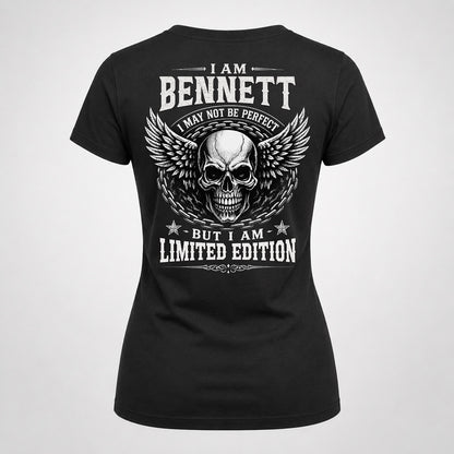 BENNETT P01-K24-229 – Personalized Skull Graphic Apparel “I Am NAME I May Not Be Perfect But I Am Limited Edition”
