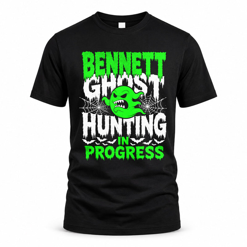 BENNETT HW22-K06-109 - NAME Ghost Hunting In Progress Personalized Halloween Shirt