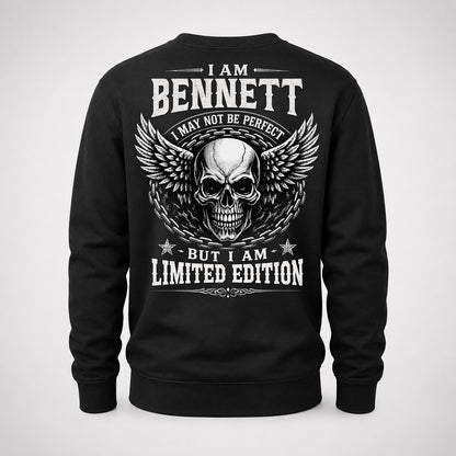 BENNETT P01-K24-229 – Personalized Skull Graphic Apparel “I Am NAME I May Not Be Perfect But I Am Limited Edition”