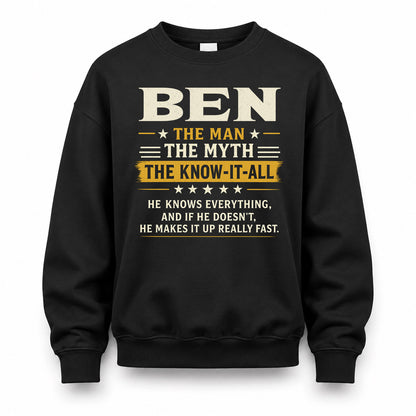 BEN TM90-K04-125 - NAME Legendary Know-It-All Personalized Funny Shirt