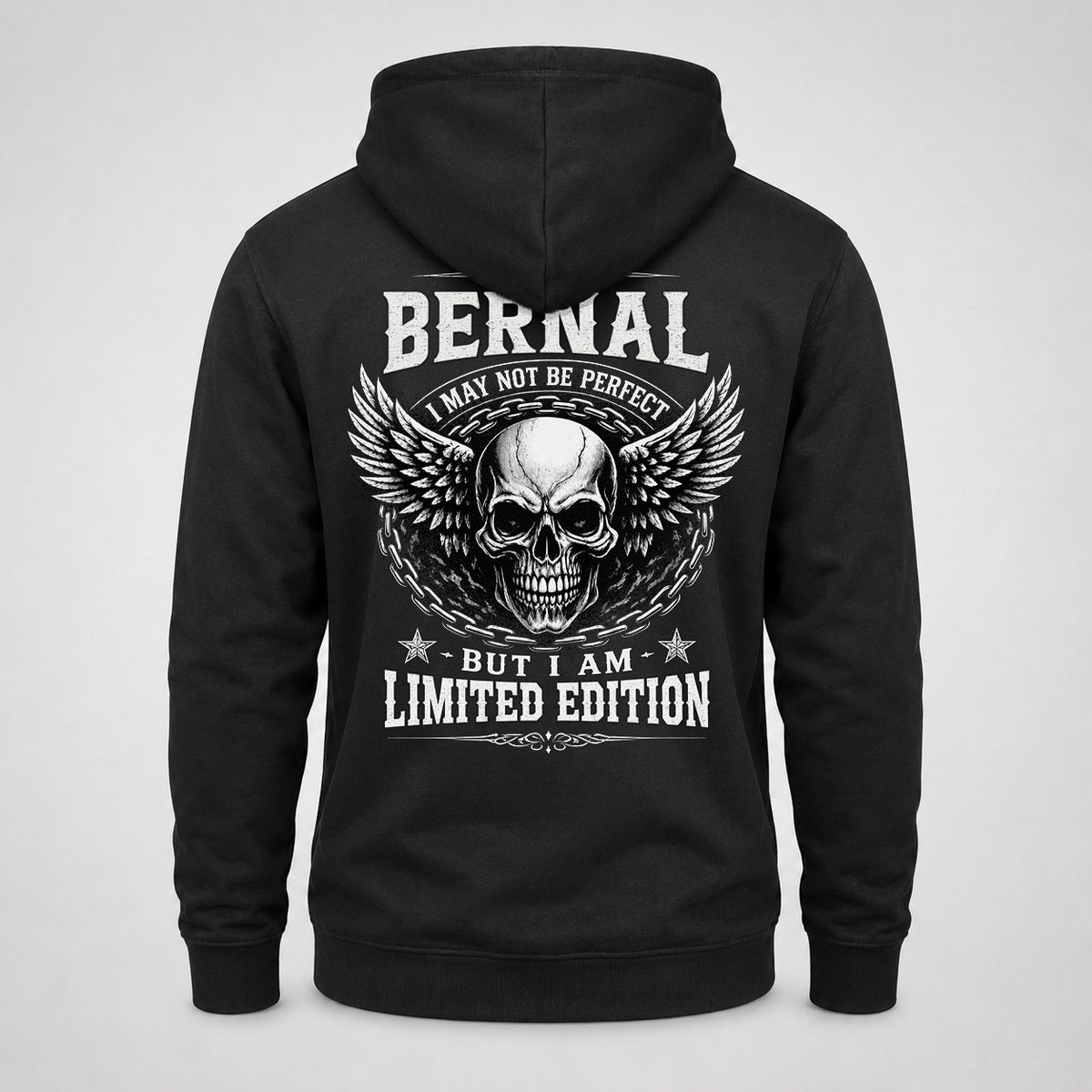 BERNAL P01-K24-229 – Personalized Skull Graphic Apparel “I Am NAME I May Not Be Perfect But I Am Limited Edition”