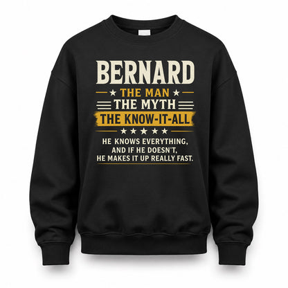 BERNARD TM90-K04-125 - NAME Legendary Know-It-All Personalized Funny Shirt