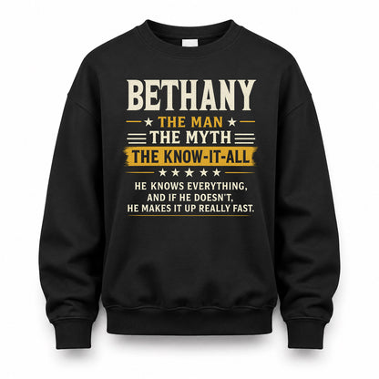 BETHANY TM90-K04-125 - NAME Legendary Know-It-All Personalized Funny Shirt