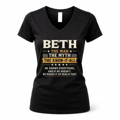 BETH TM90-K04-125 - NAME Legendary Know-It-All Personalized Funny Shirt