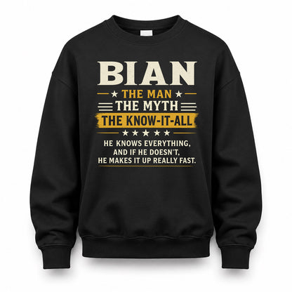 BIAN TM90-K04-125 - NAME Legendary Know-It-All Personalized Funny Shirt