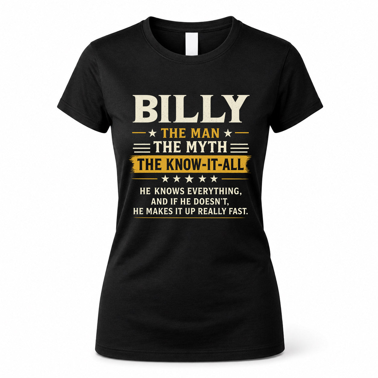BILLY TM90-K04-125 - NAME Legendary Know-It-All Personalized Funny Shirt