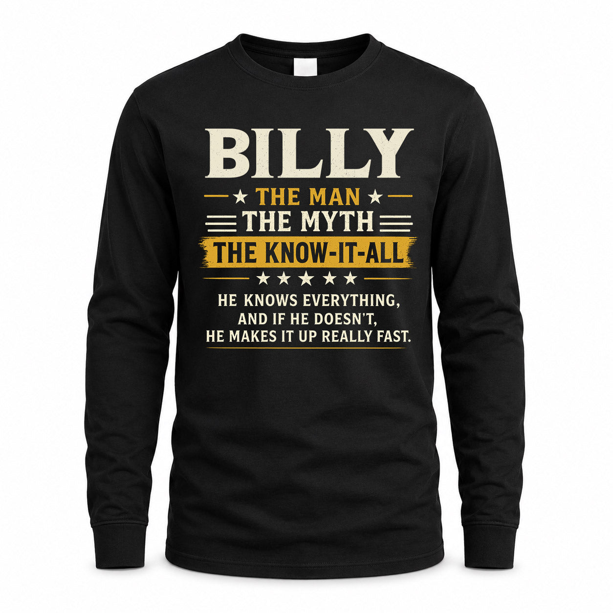 BILLY TM90-K04-125 - NAME Legendary Know-It-All Personalized Funny Shirt