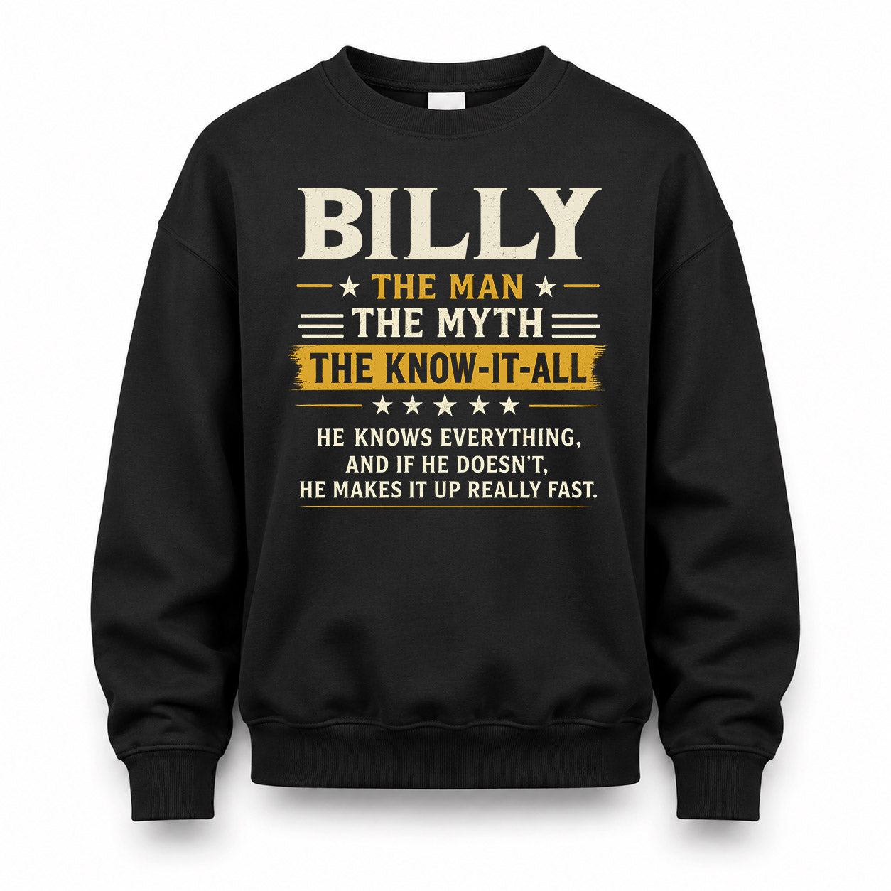 BILLY TM90-K04-125 - NAME Legendary Know-It-All Personalized Funny Shirt