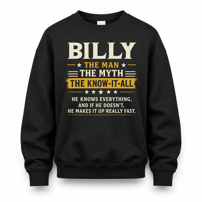 BILLY TM90-K04-125 - NAME Legendary Know-It-All Personalized Funny Shirt