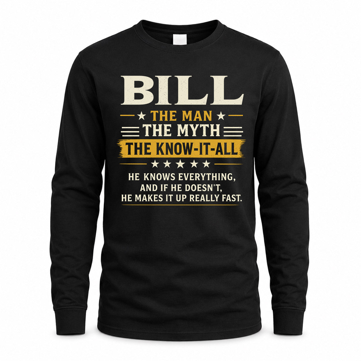 BILL TM90-K04-125 - NAME Legendary Know-It-All Personalized Funny Shirt