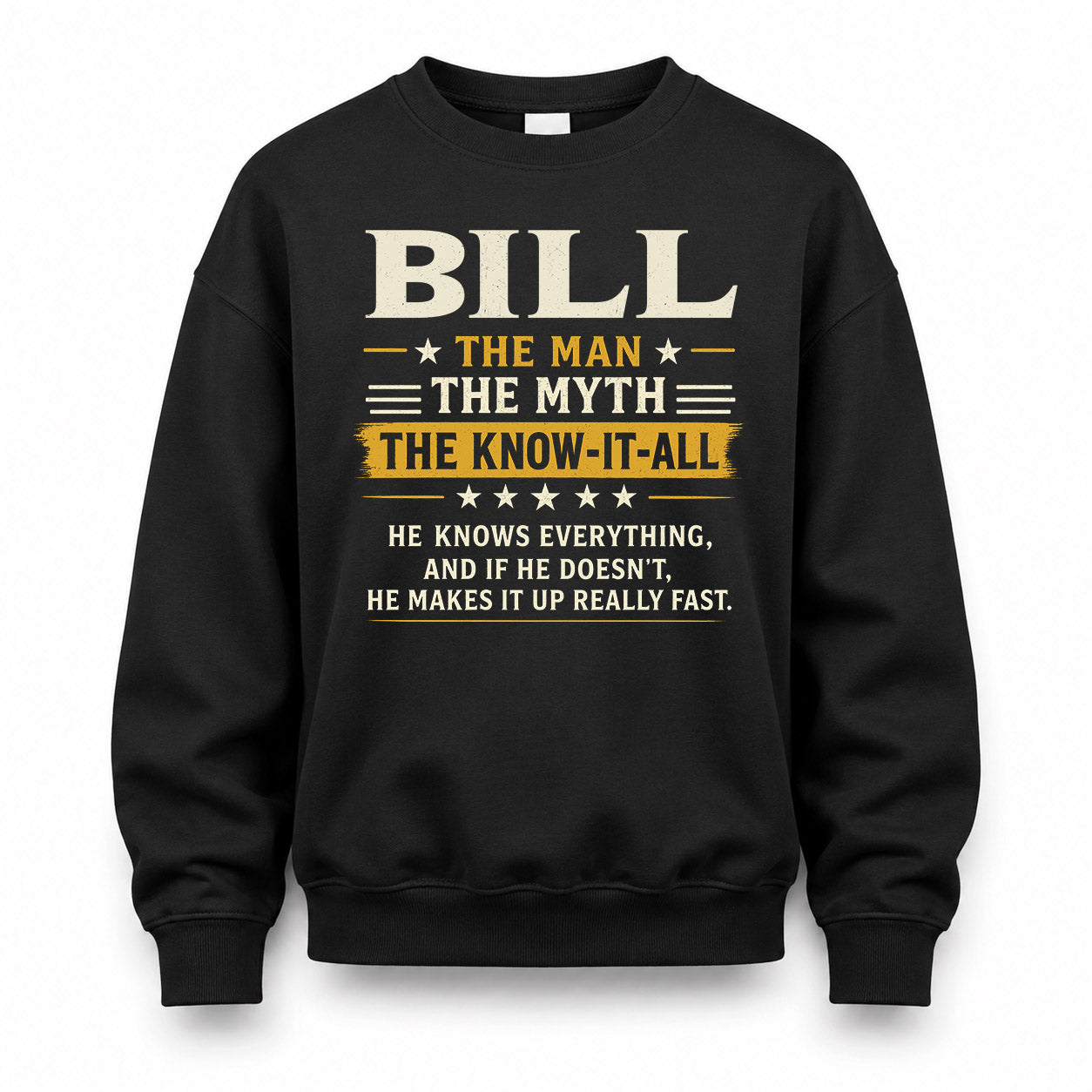 BILL TM90-K04-125 - NAME Legendary Know-It-All Personalized Funny Shirt