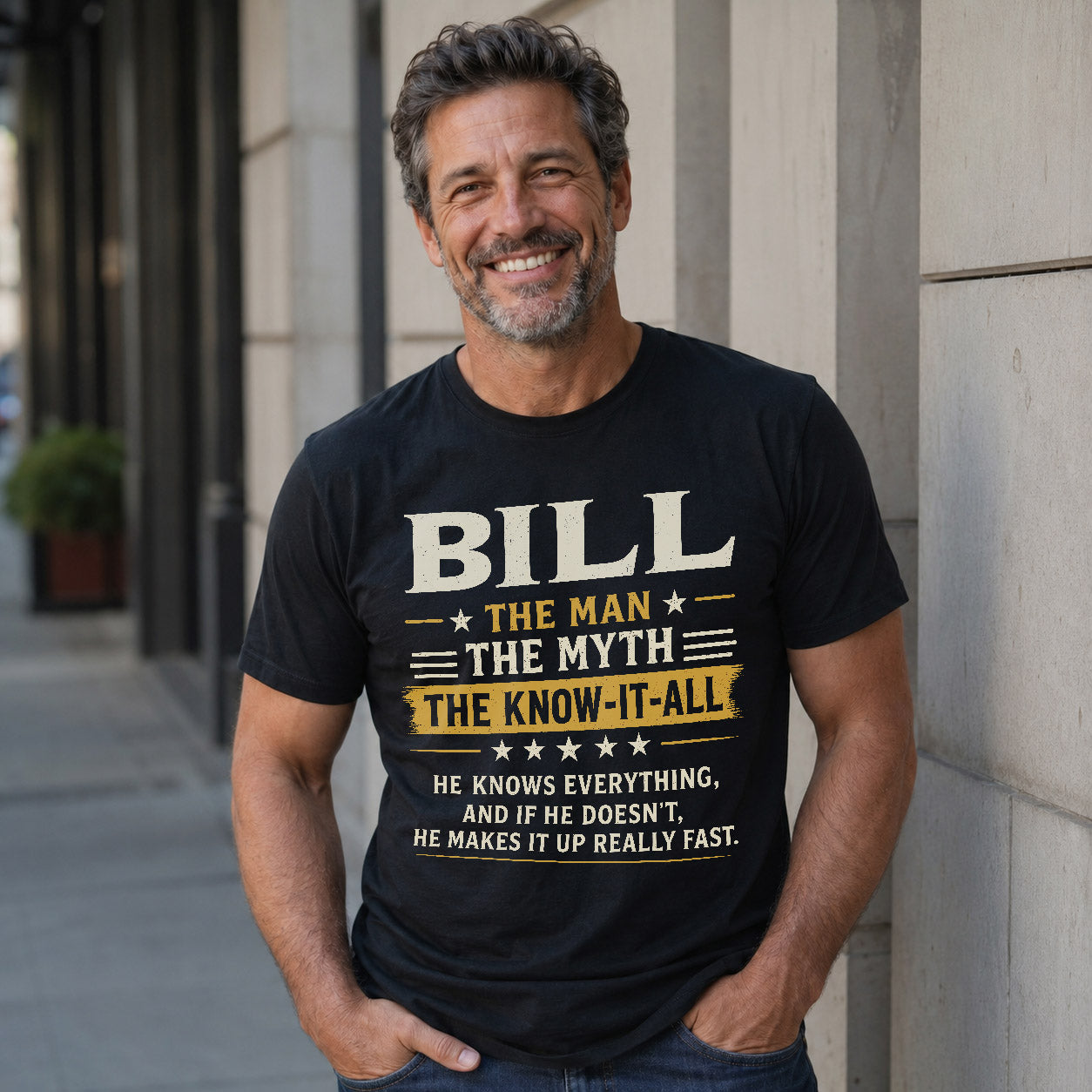 BILL TM90-K04-125 - NAME Legendary Know-It-All Personalized Funny Shirt