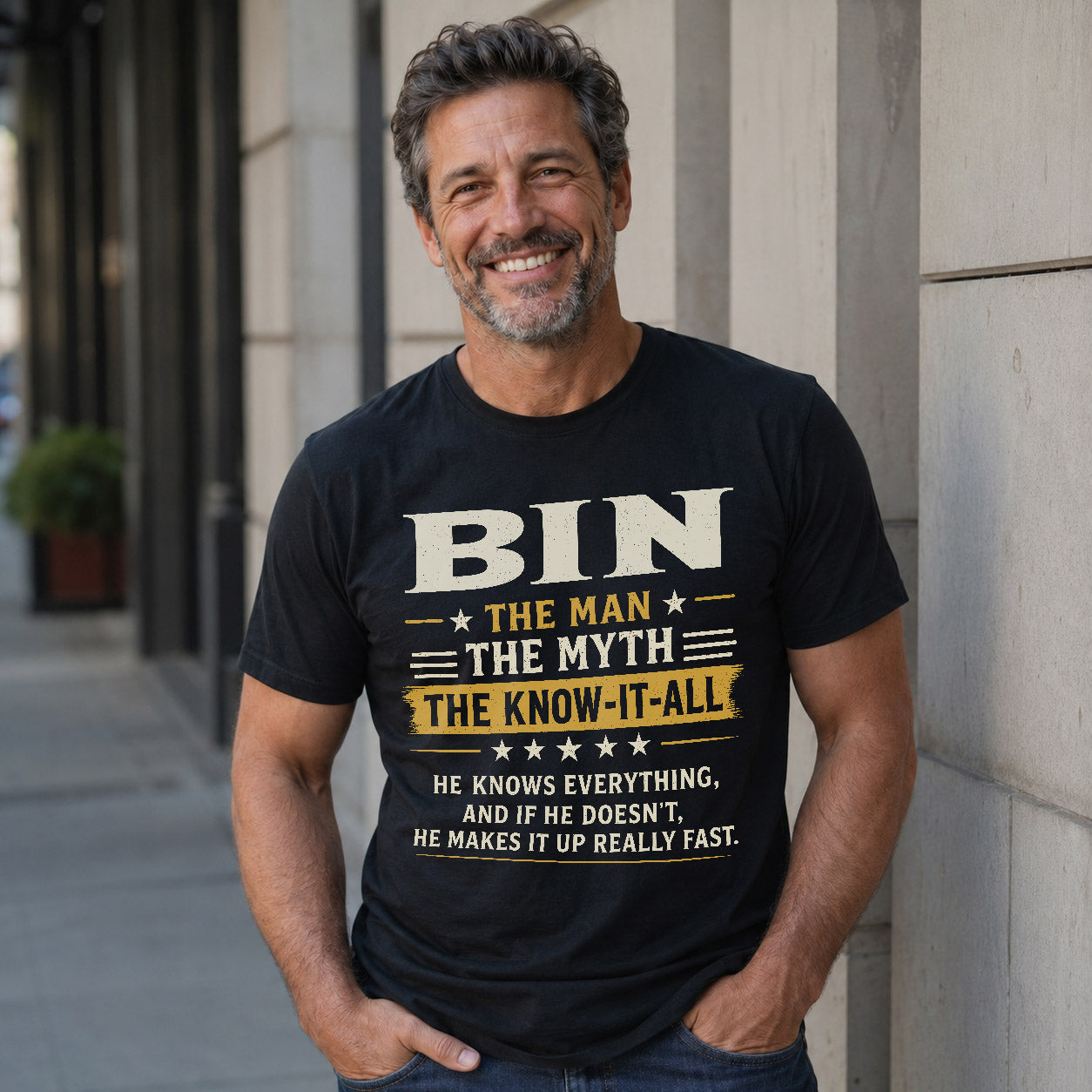 BIN TM90-K04-125 - NAME Legendary Know-It-All Personalized Funny Shirt