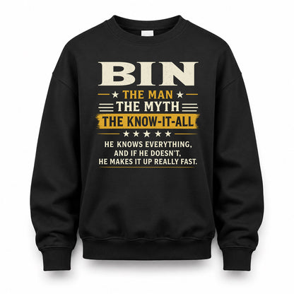 BIN TM90-K04-125 - NAME Legendary Know-It-All Personalized Funny Shirt