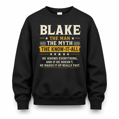 BLAKE TM90-K04-125 - NAME Legendary Know-It-All Personalized Funny Shirt