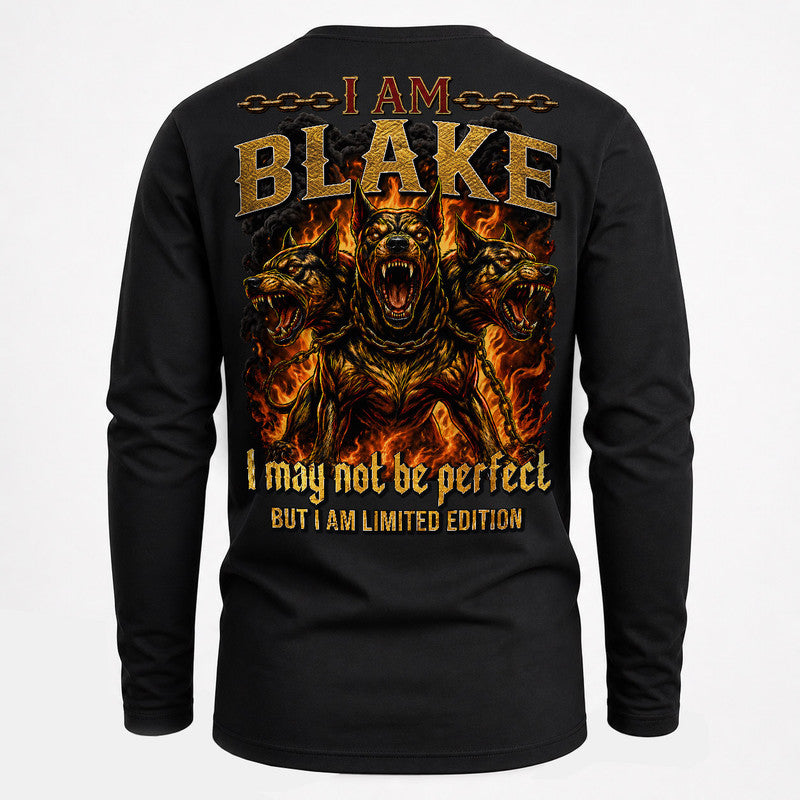 BLAKE MP88-F2-168–Personalized Bold Quote Apparel “I Am NAME I May Not Be Perfect But I Am Limited Edition