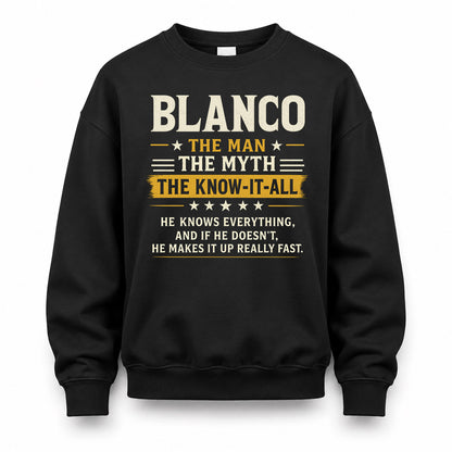 BLANCO TM90-K04-125 - NAME Legendary Know-It-All Personalized Funny Shirt