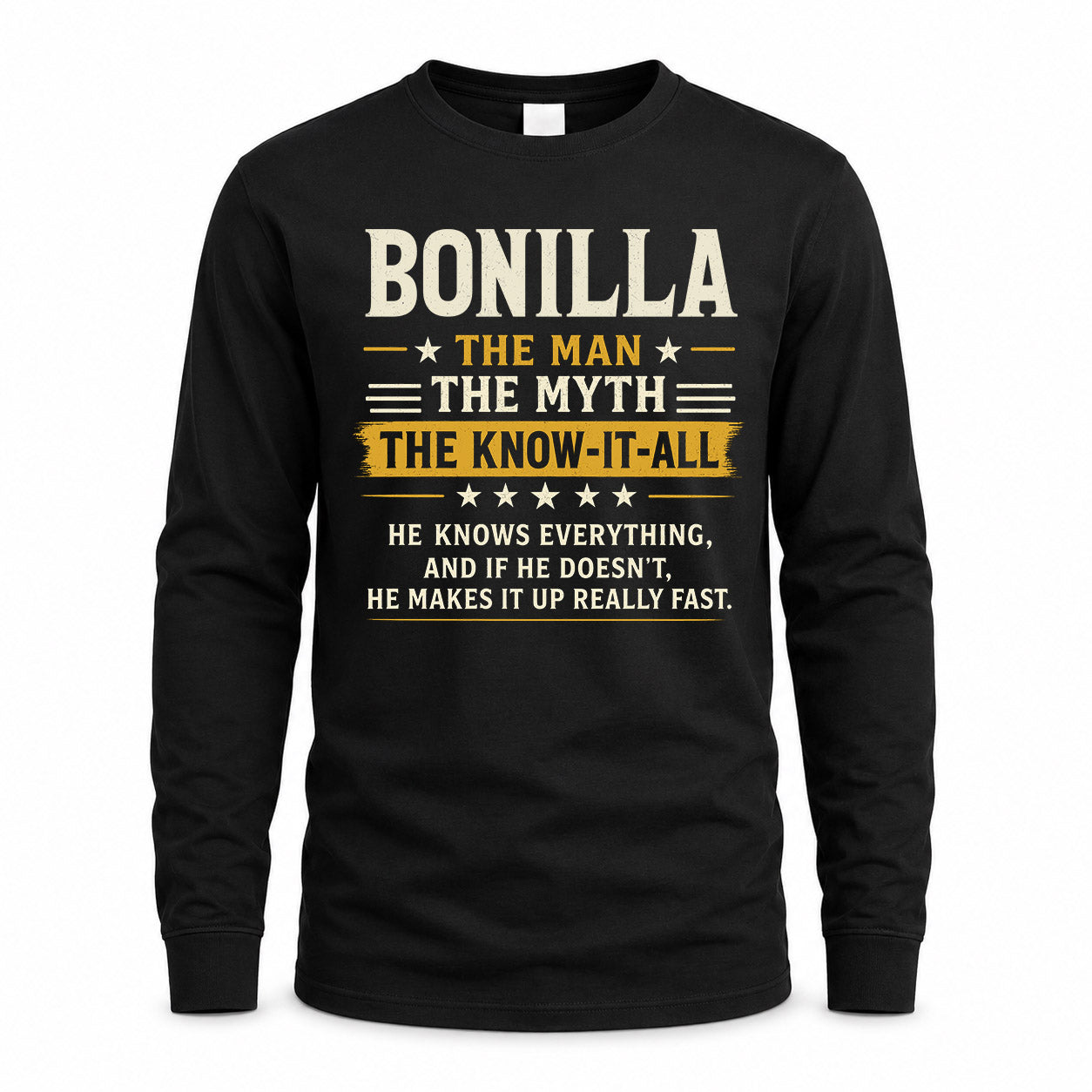BONILLA TM90-K04-125 - NAME Legendary Know-It-All Personalized Funny Shirt