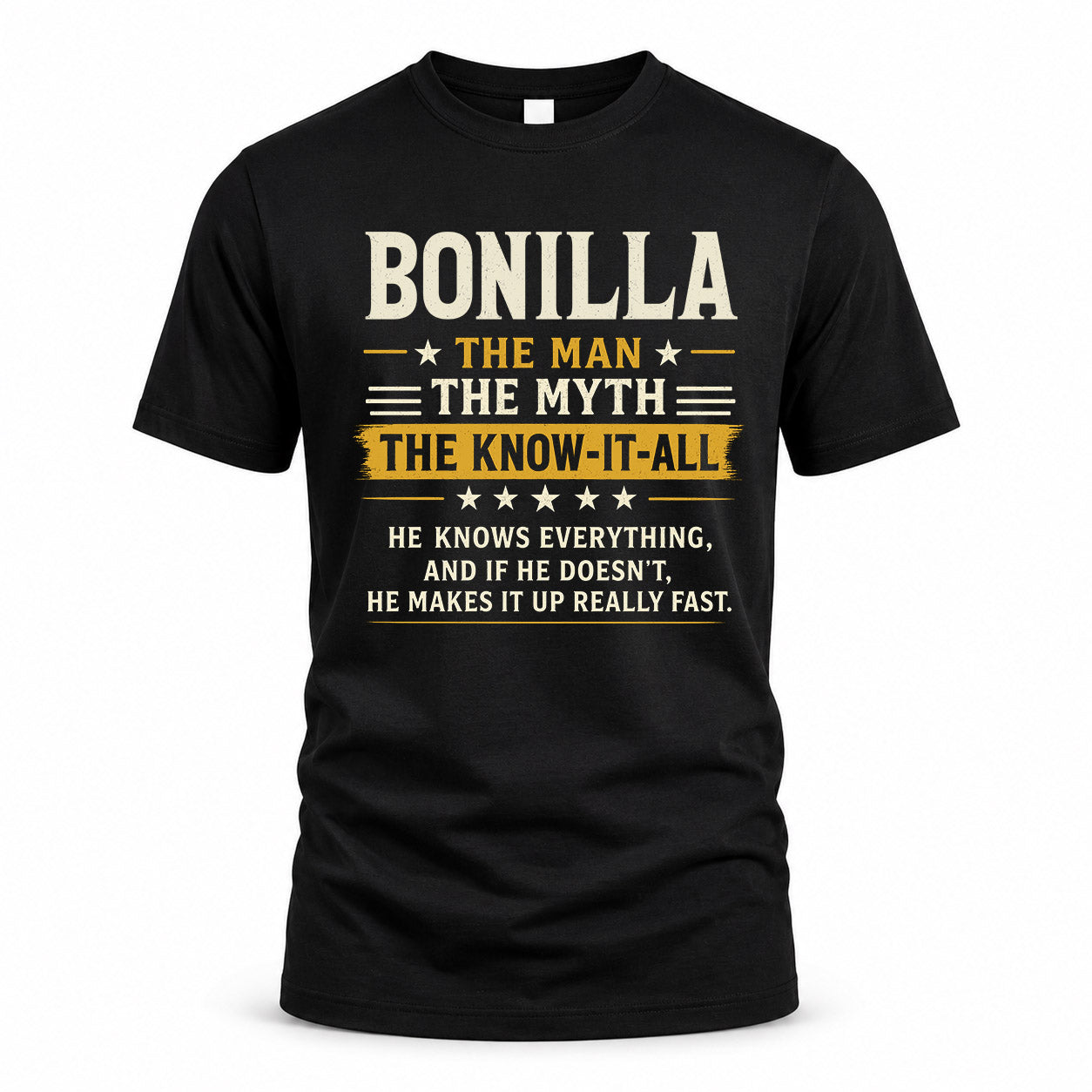 BONILLA TM90-K04-125 - NAME Legendary Know-It-All Personalized Funny Shirt