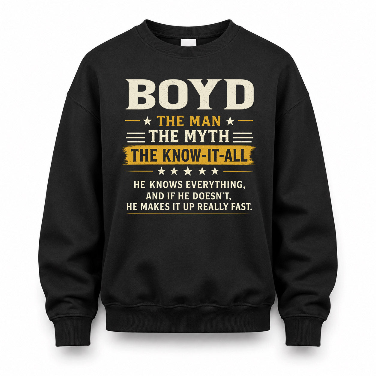 BOYD TM90-K04-125 - NAME Legendary Know-It-All Personalized Funny Shirt