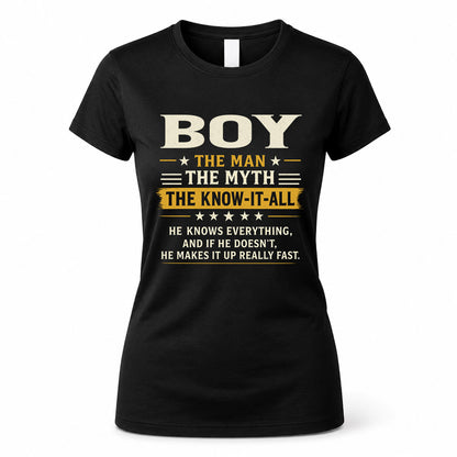 BOY TM90-K04-125 - NAME Legendary Know-It-All Personalized Funny Shirt