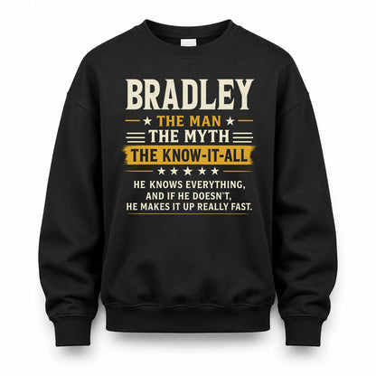 BRADLEY TM90-K04-125 - NAME Legendary Know-It-All Personalized Funny Shirt
