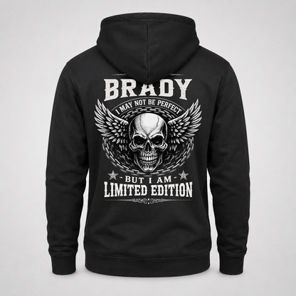BRADY P01-K24-229 – Personalized Skull Graphic Apparel “I Am NAME I May Not Be Perfect But I Am Limited Edition”