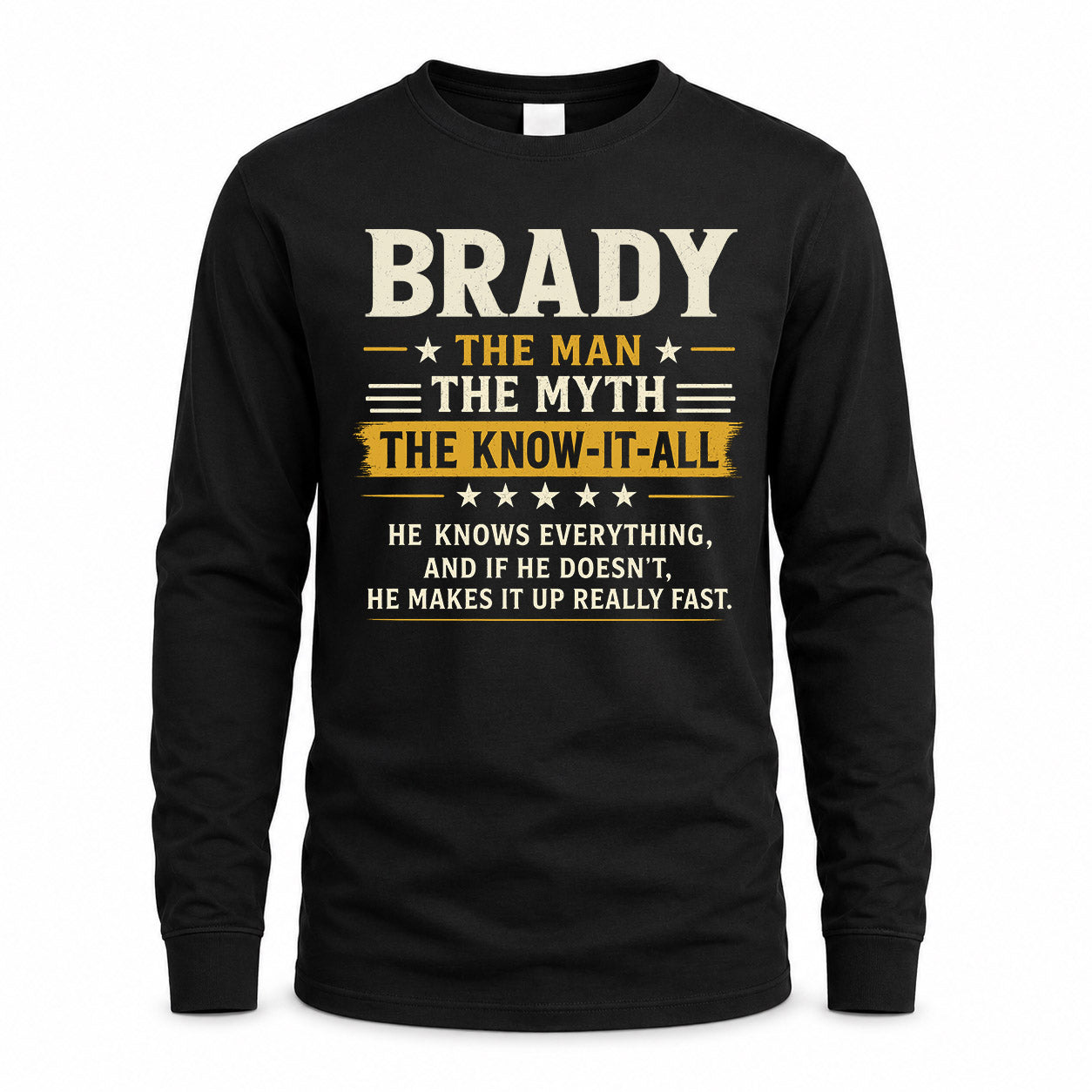 BRADY TM90-K04-125 - NAME Legendary Know-It-All Personalized Funny Shirt