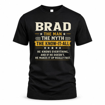 BRAD TM90-K04-125 - NAME Legendary Know-It-All Personalized Funny Shirt