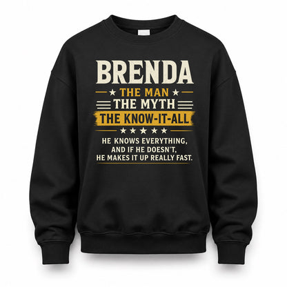 BRENDA TM90-K04-125 - NAME Legendary Know-It-All Personalized Funny Shirt