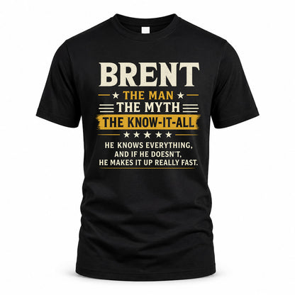 BRENT TM90-K04-125 - NAME Legendary Know-It-All Personalized Funny Shirt