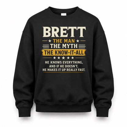 BRETT TM90-K04-125 - NAME Legendary Know-It-All Personalized Funny Shirt