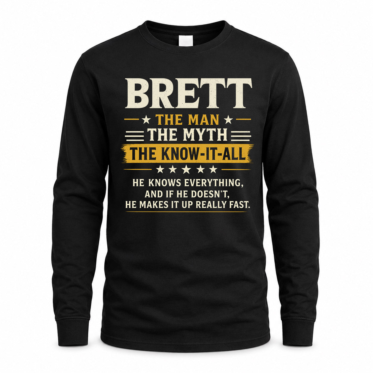 BRETT TM90-K04-125 - NAME Legendary Know-It-All Personalized Funny Shirt