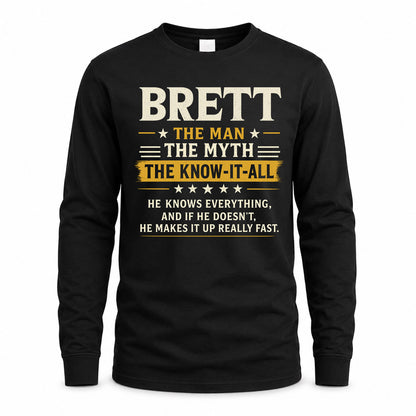 BRETT TM90-K04-125 - NAME Legendary Know-It-All Personalized Funny Shirt