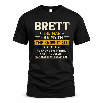 BRETT TM90-K04-125 - NAME Legendary Know-It-All Personalized Funny Shirt