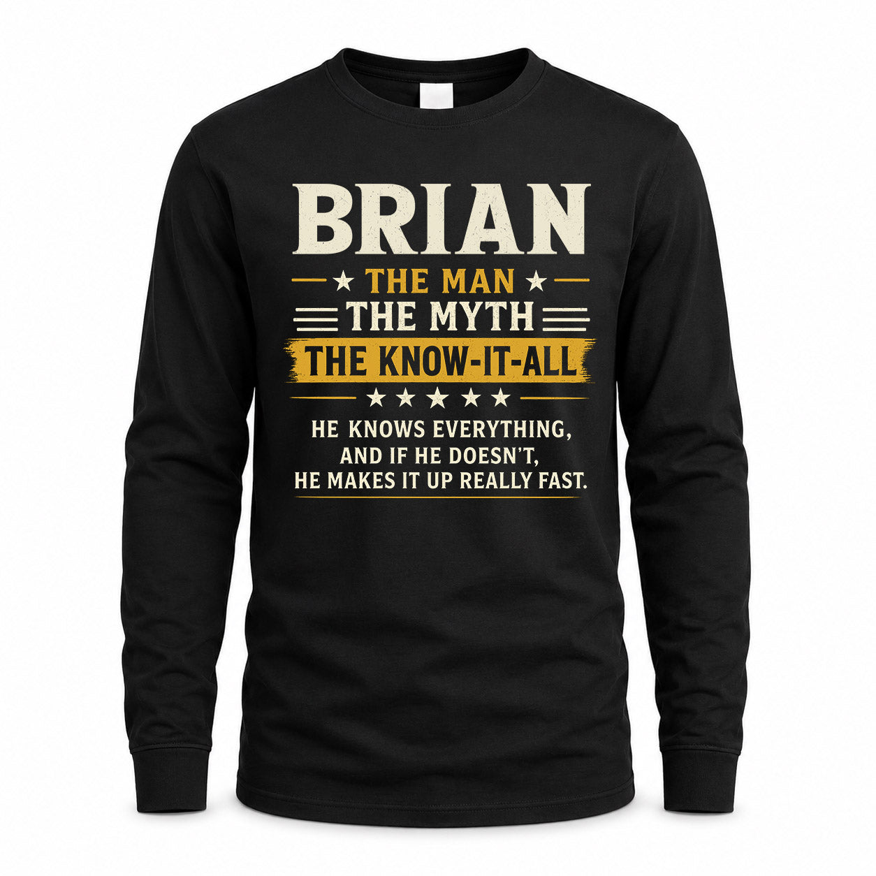 BRIAN TM90-K04-125 - NAME Legendary Know-It-All Personalized Funny Shirt