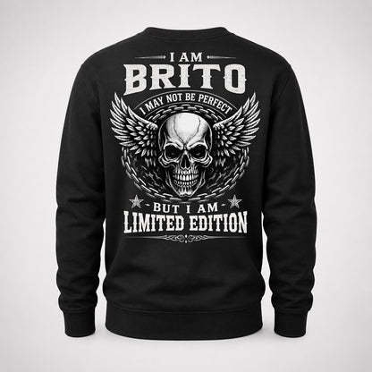 BRITO P01-K24-229 – Personalized Skull Graphic Apparel “I Am NAME I May Not Be Perfect But I Am Limited Edition”