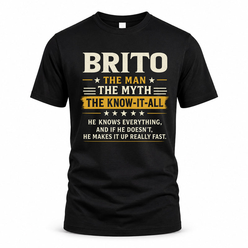 BRITO TM90-K04-125 - NAME Legendary Know-It-All Personalized Funny Shirt