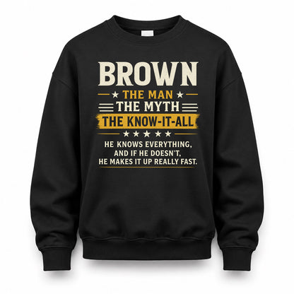 BROWN TM90-K04-125 - NAME Legendary Know-It-All Personalized Funny Shirt