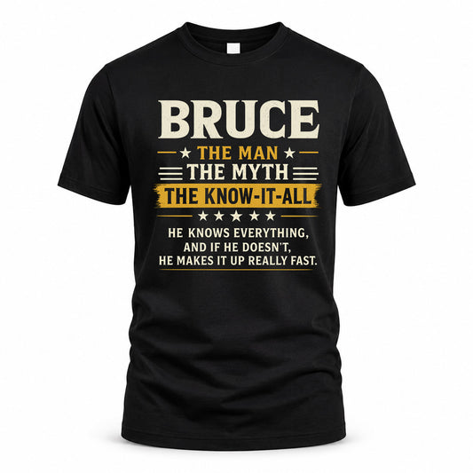 BRUCE TM90-K04-125 - NAME Legendary Know-It-All Personalized Funny Shirt