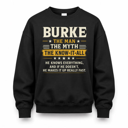 BURKE TM90-K04-125 - NAME Legendary Know-It-All Personalized Funny Shirt